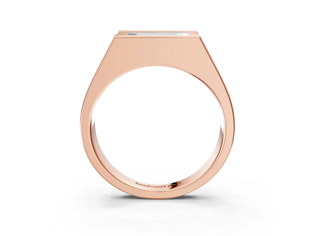 Baguette Diamond Geometric Solitaire Ring Rose gold