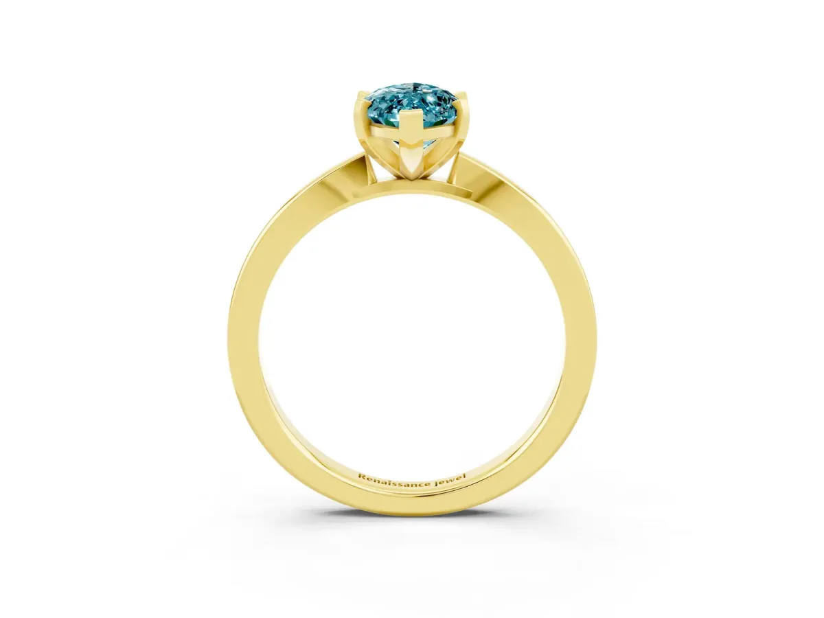 Marquise Cut Blue Topaz Solitaire Engagement Ring with Classic Band and Four-Prong Setting Yellow gold