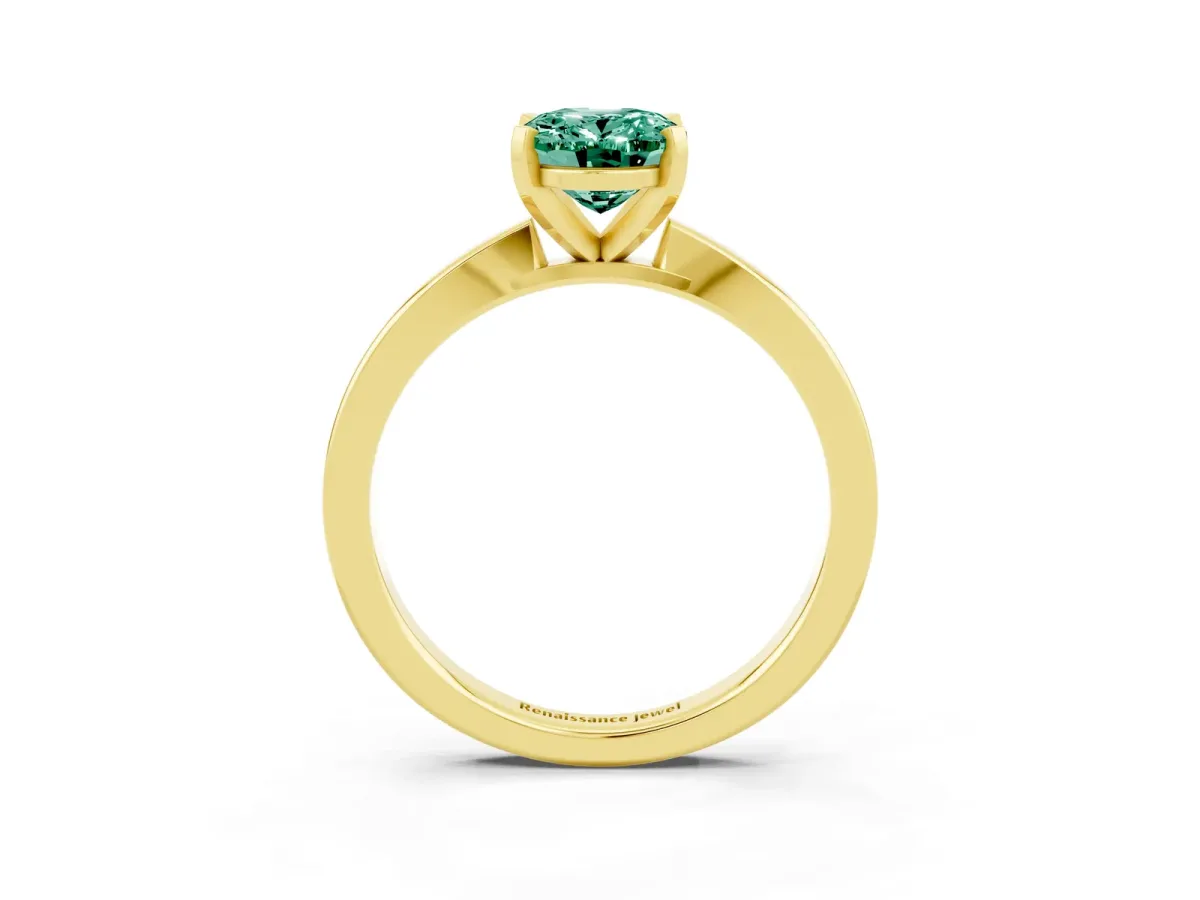 Oval Cut Green Sapphire Solitaire Engagement Ring with Classic Band and Four-Prong Setting Yellow gold