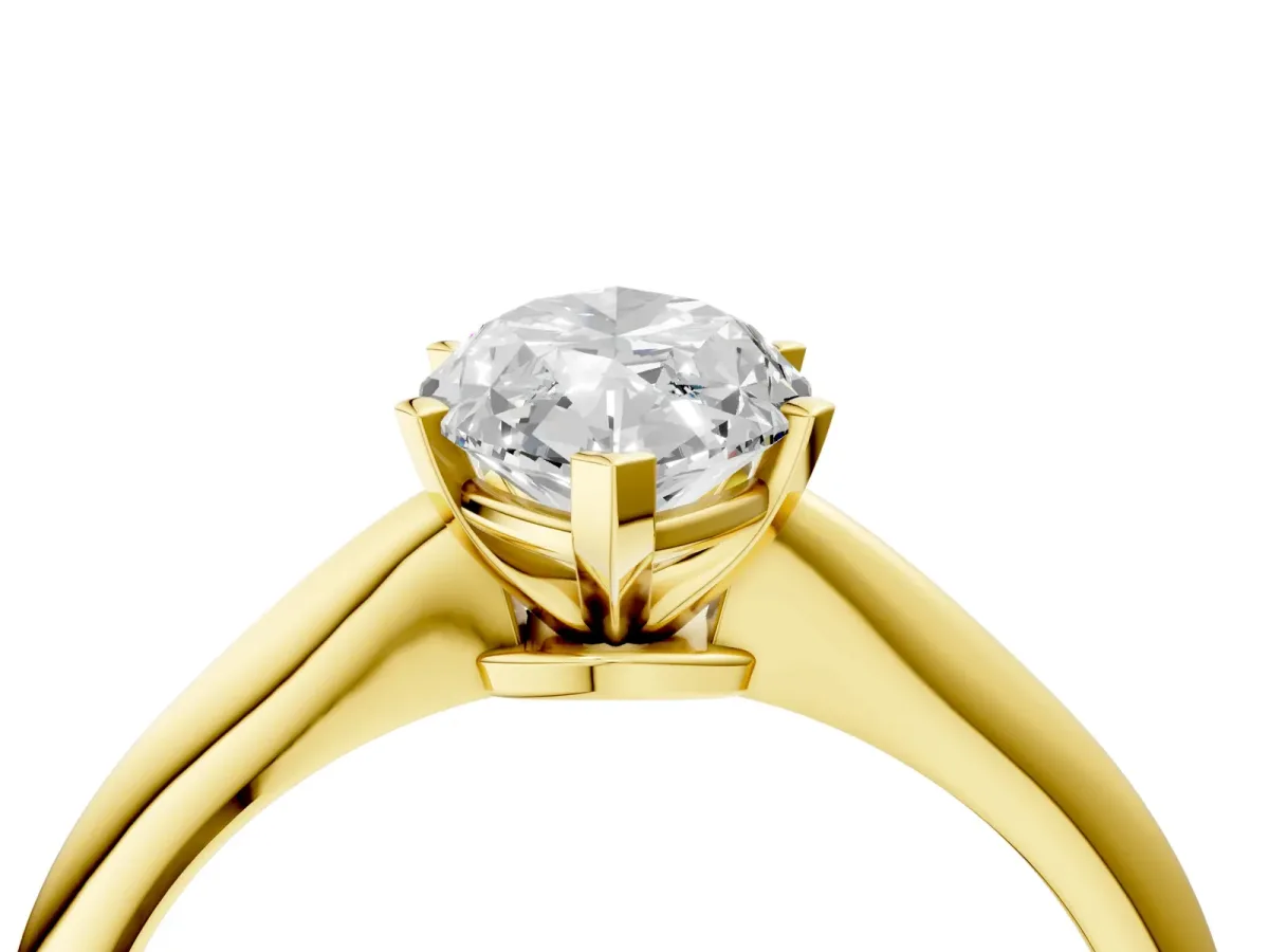 Marquise Cut Diamond Solitaire Engagement Ring with Classic Band and Four-Prong Setting Yellow gold