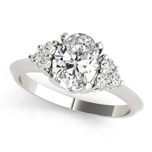 Asscher Cut Cut Diamond Cluster Ring with Solitaire Band and Four-Prong Setting Platinum