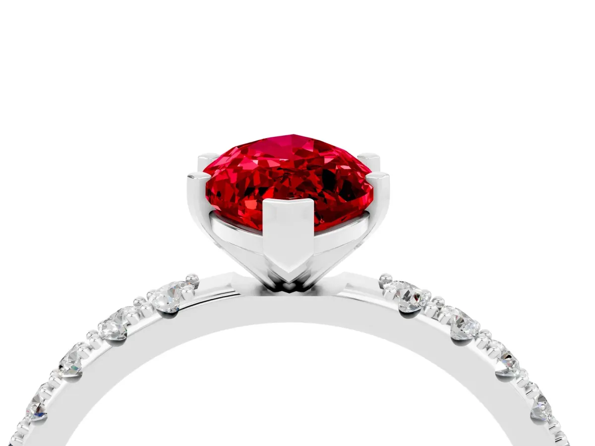 Marquise Cut Ruby Solitaire Pavé Band with Four-Prong Setting Platinum
