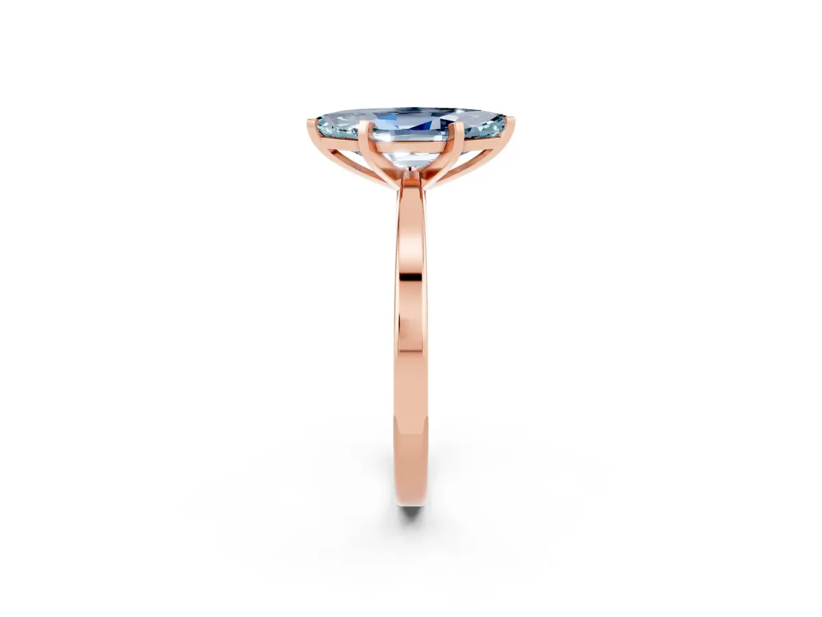 Marquise Cut Aquamarine Solitaire Engagement Ring with Classic Band and Four-Prong Setting Rose gold