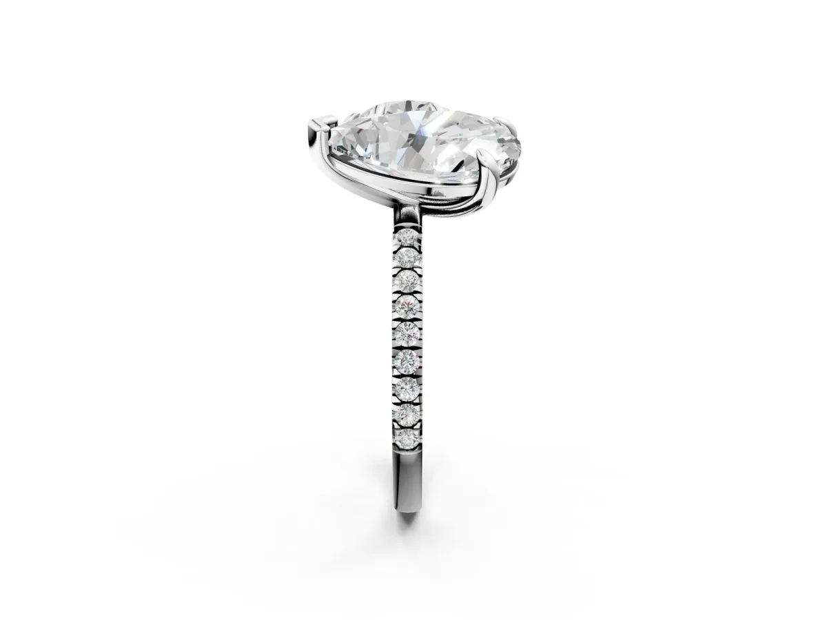 Round and Pear Toi Moi Ring with Prong Setting and Micro Pave Band Platinum