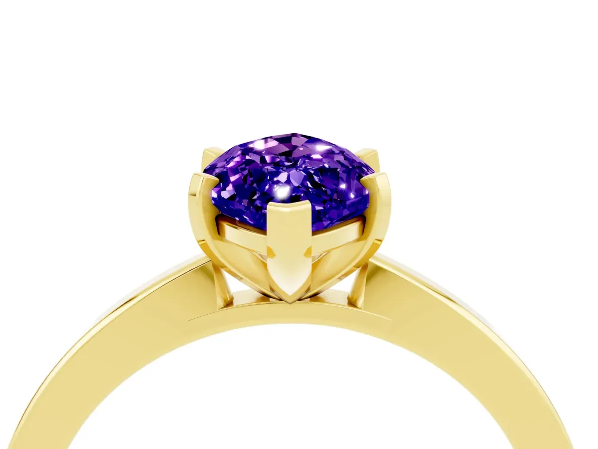 Marquise Cut Tanzanite Solitaire Engagement Ring with Classic Band and Four-Prong Setting Yellow gold