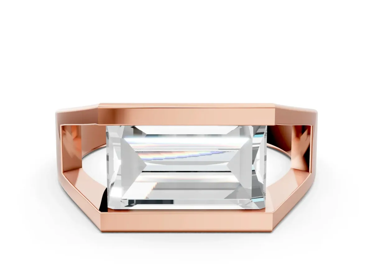 Baguette Diamond Geometric Solitaire Ring Rose gold