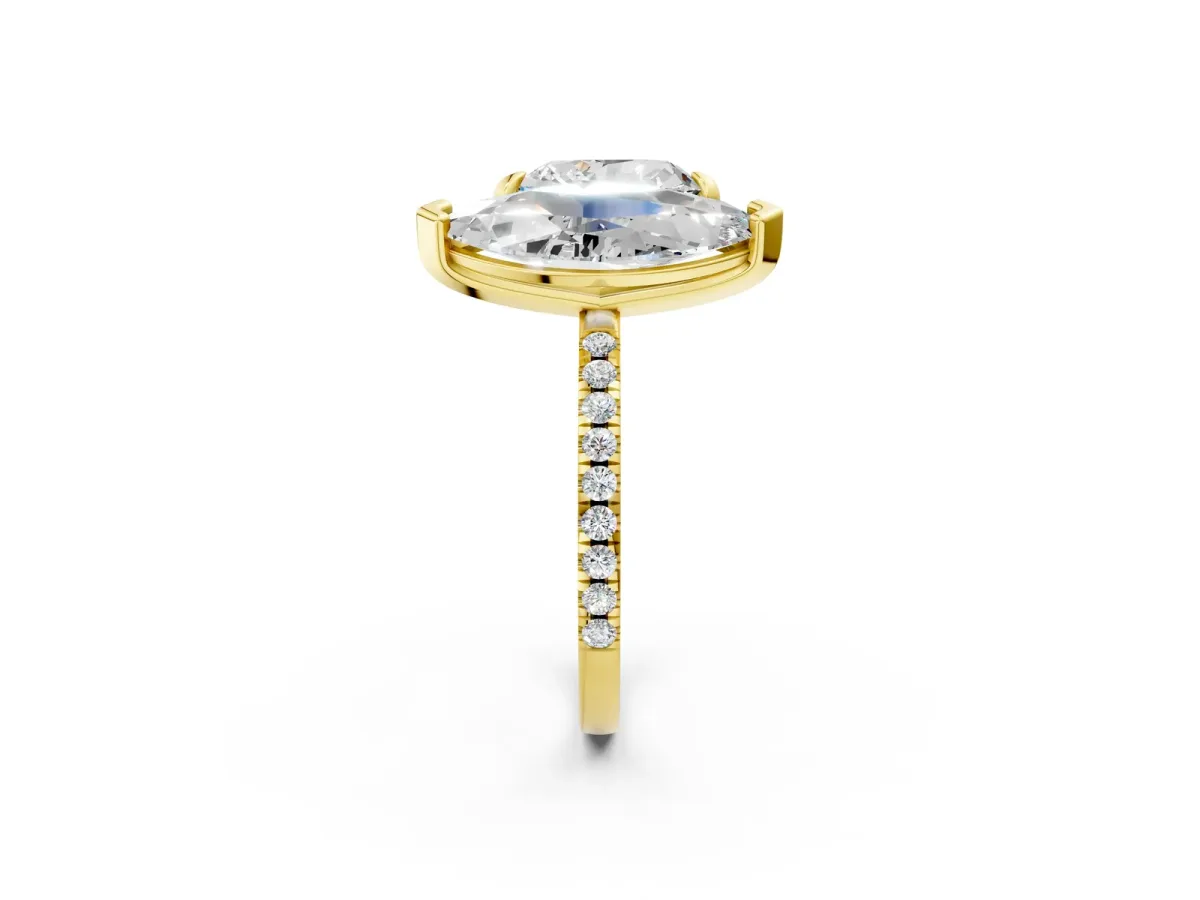 Heart and Marquise Toi Moi Ring with Prong Setting and Pave Band Yellow gold