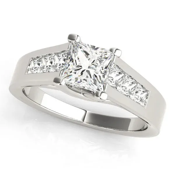 Marquise Cut Cut Channel Set Solitaire Ring with Four-Prong Setting Platinum