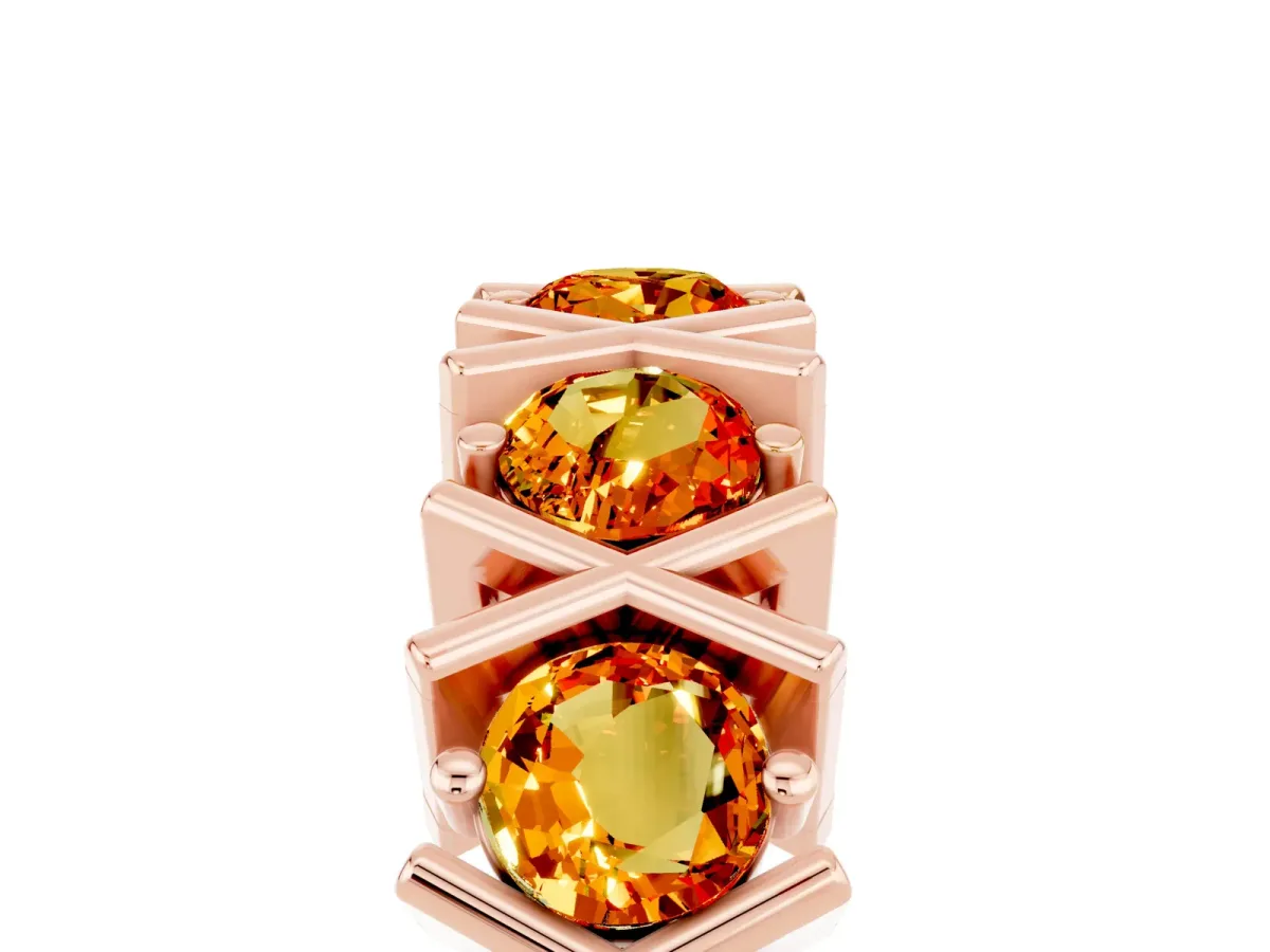 Round Citrine Channel Set Band with X-Prong Detail Rose gold