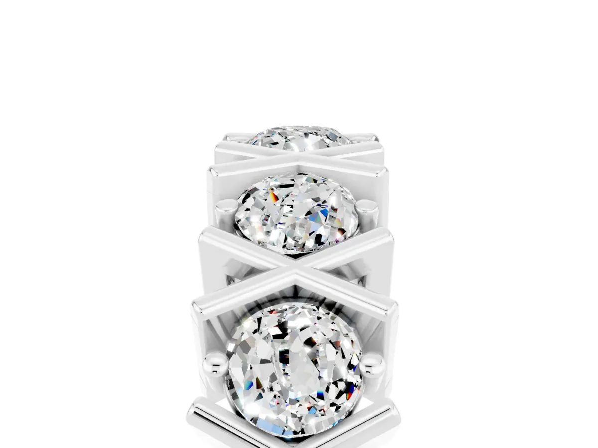 Round Moissanite Channel Set Band with X-Prong Detail White gold