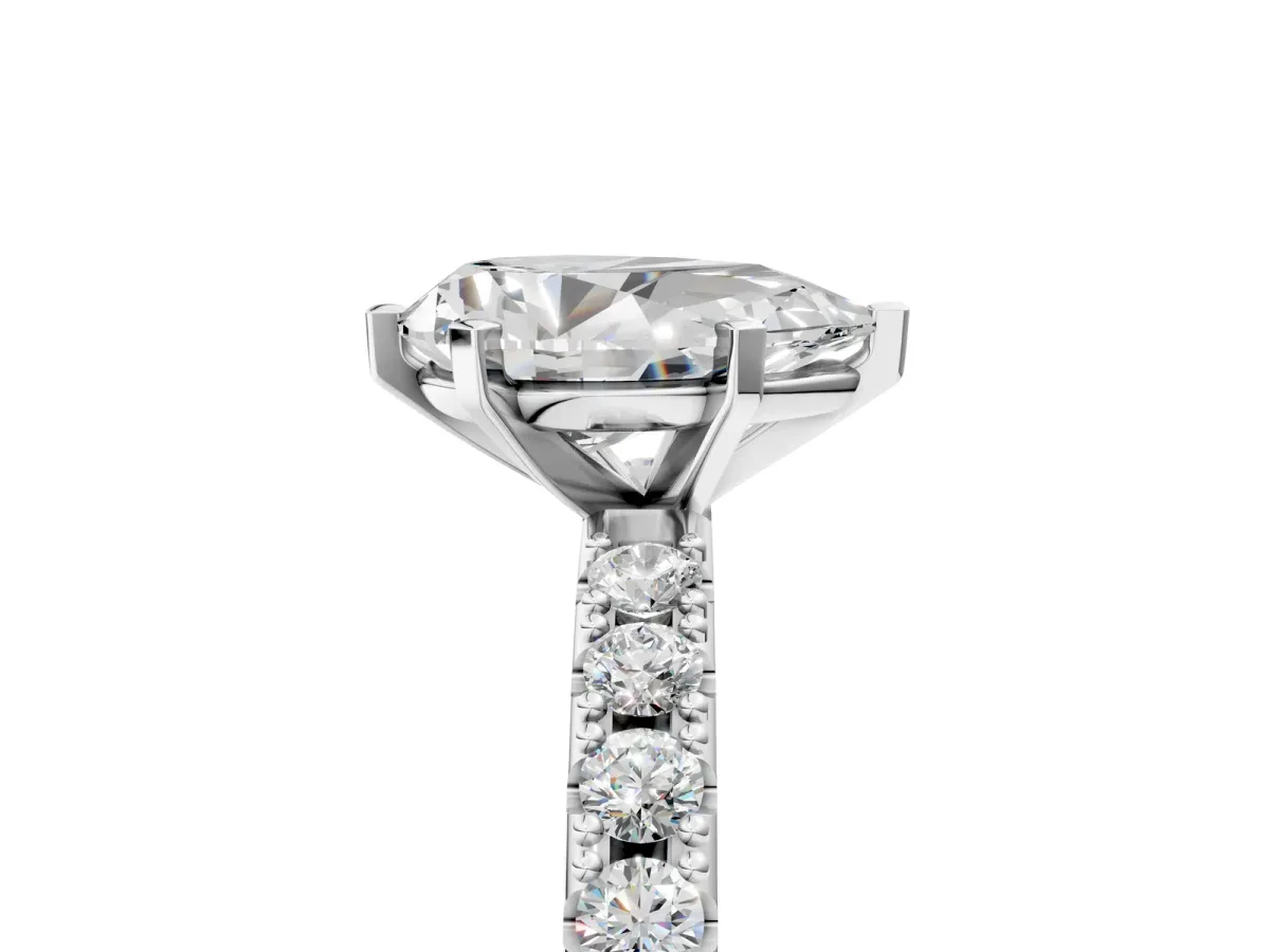 Pear Cut Diamond Solitaire Pavé Band with Four-Prong Setting Platinum
