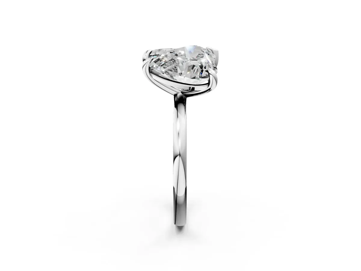 Pear and Heart Toi Moi Ring with Prong Setting and Plain Band Silver