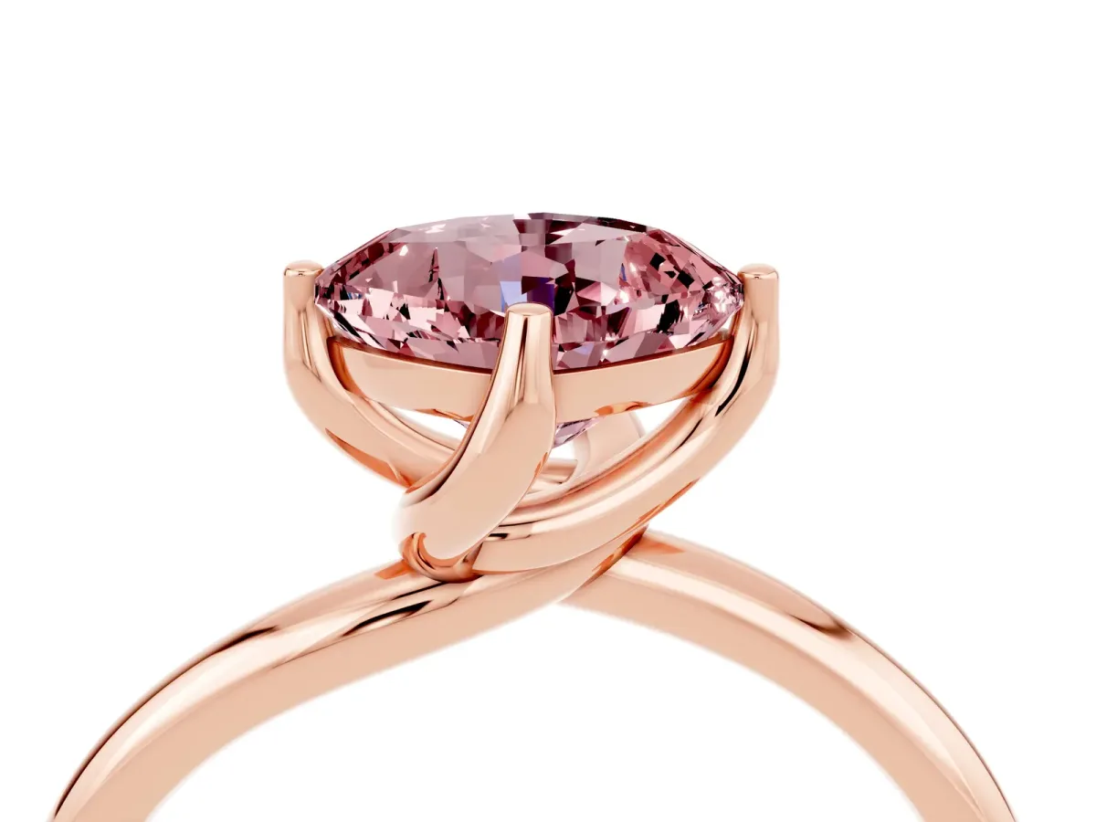 Cushion Cut Morganite Solitaire Engagement Ring with Four-Prong Setting and Classic Band Rose gold