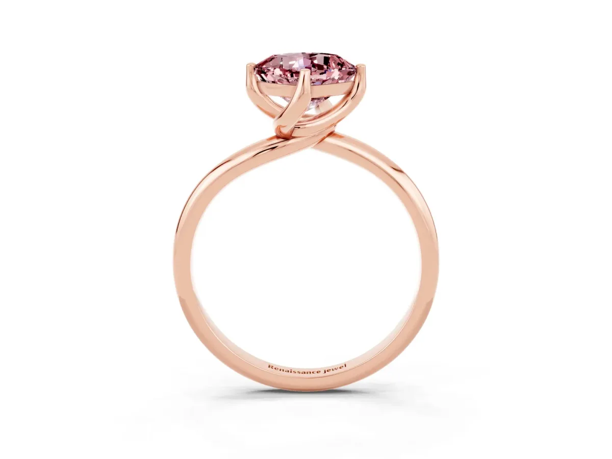 Cushion Cut Morganite Solitaire Engagement Ring with Four-Prong Setting and Classic Band Rose gold