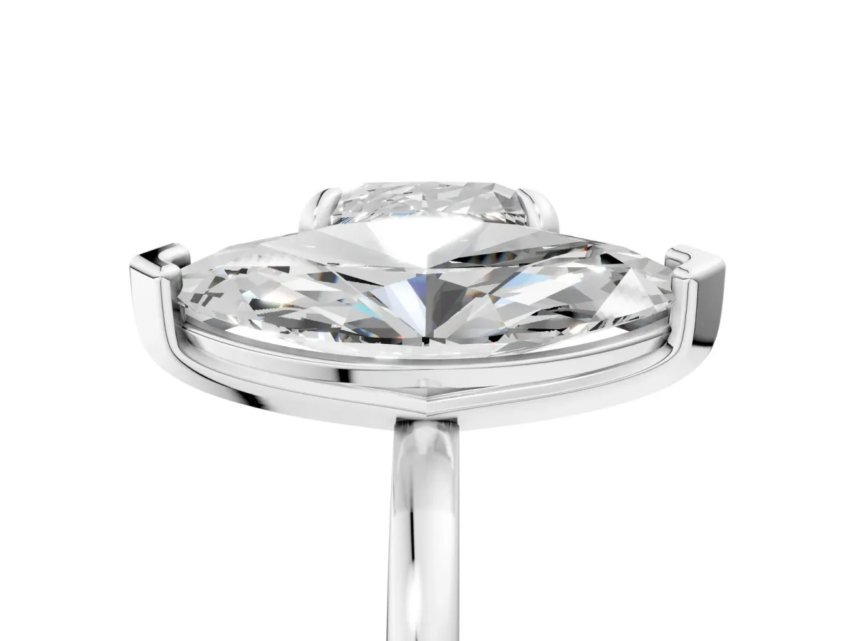 Cushion and Marquise Toi Moi Ring with Prong Setting and Plain Band Platinum