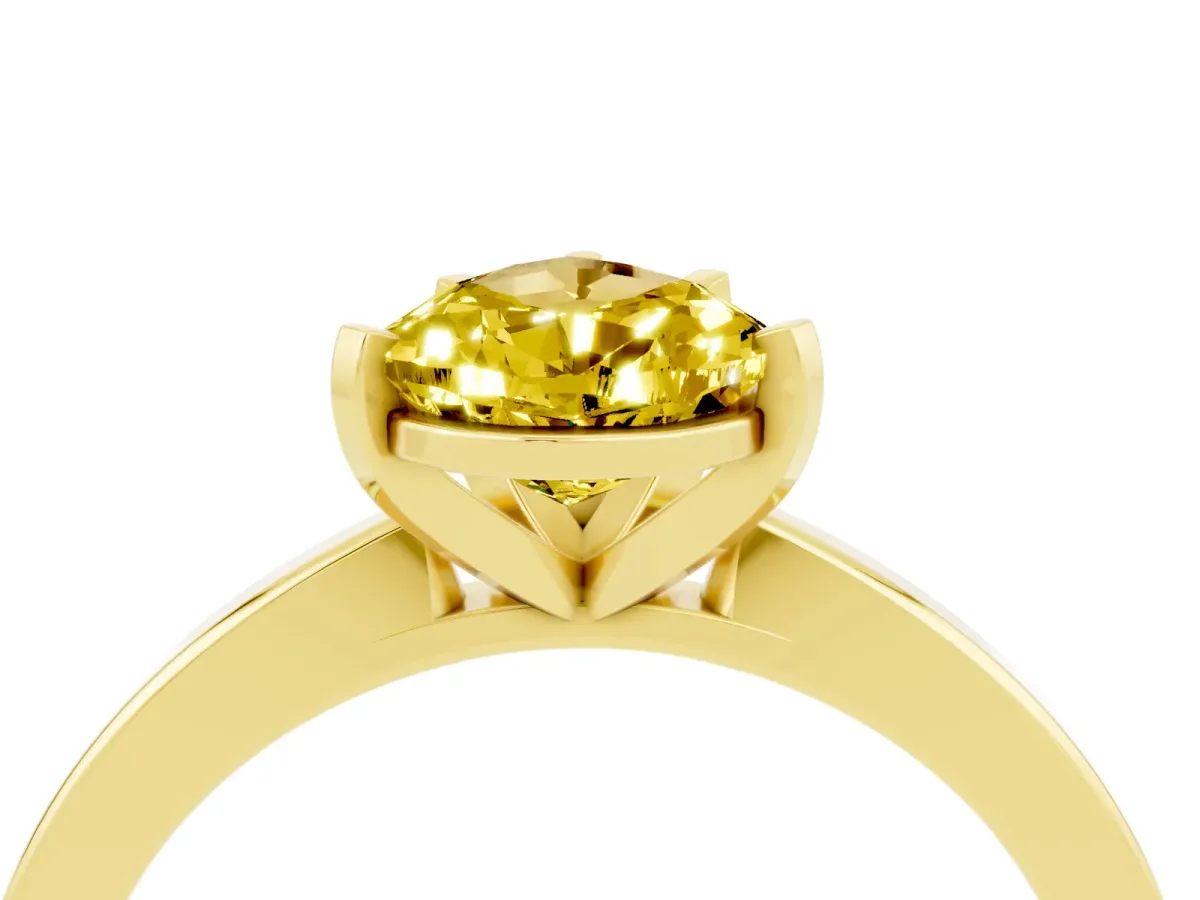 Pear Cut Yellow Sapphire Solitaire Engagement Ring with Classic Band and Four-Prong Setting Yellow gold