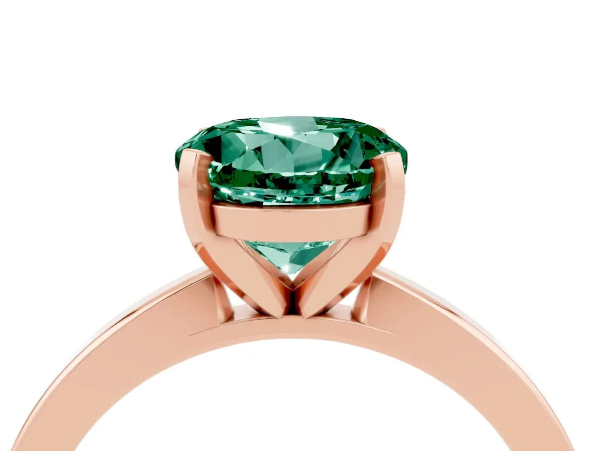 Round Cut Green Sapphire Solitaire Engagement Ring with Classic Band and Four-Prong Setting Rose gold
