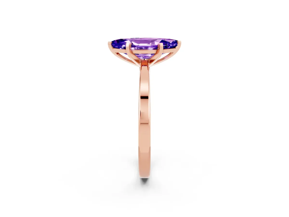 Marquise Cut Tanzanite Solitaire Engagement Ring with Classic Band and Four-Prong Setting Rose gold