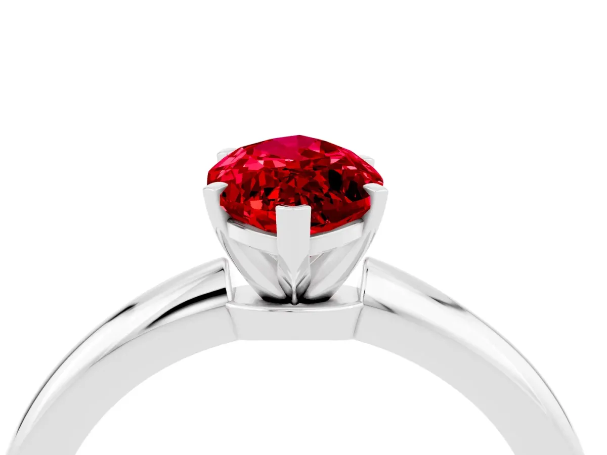 Marquise Cut Ruby Solitaire Ring with Six-Prong Setting and Classic Band Silver