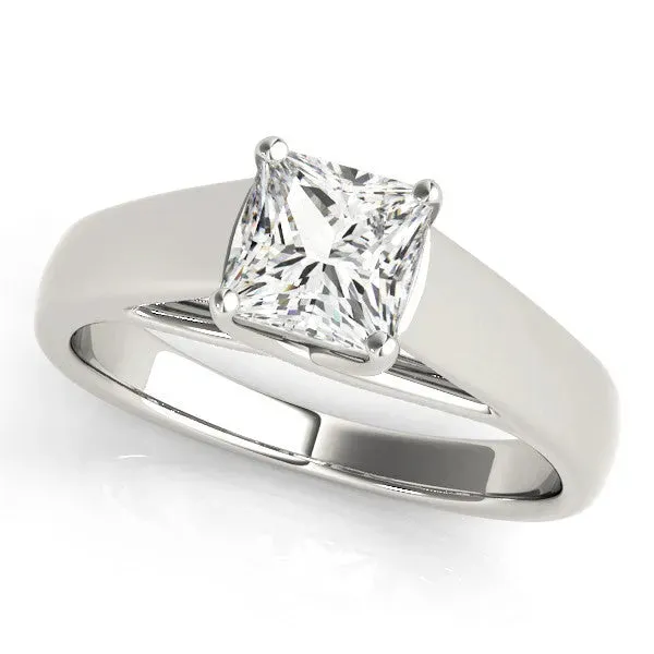 Princess Cut Cut Solitaire Engagement Ring with Cathedral Setting and Four-Prong Setting Silver