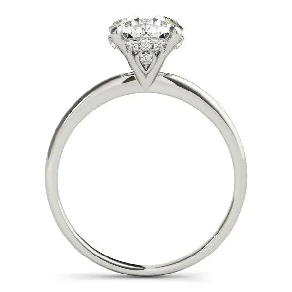 Round Cut Solitaire Diamond Ring with Prong Setting and Plain Band Platinum