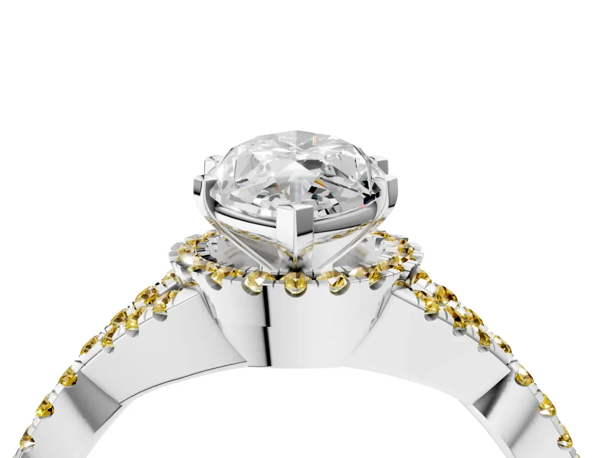 Marquise Cut Diamond Yellow Sapphire Halo Twist Band Solitaire Prong Setting Ring White gold