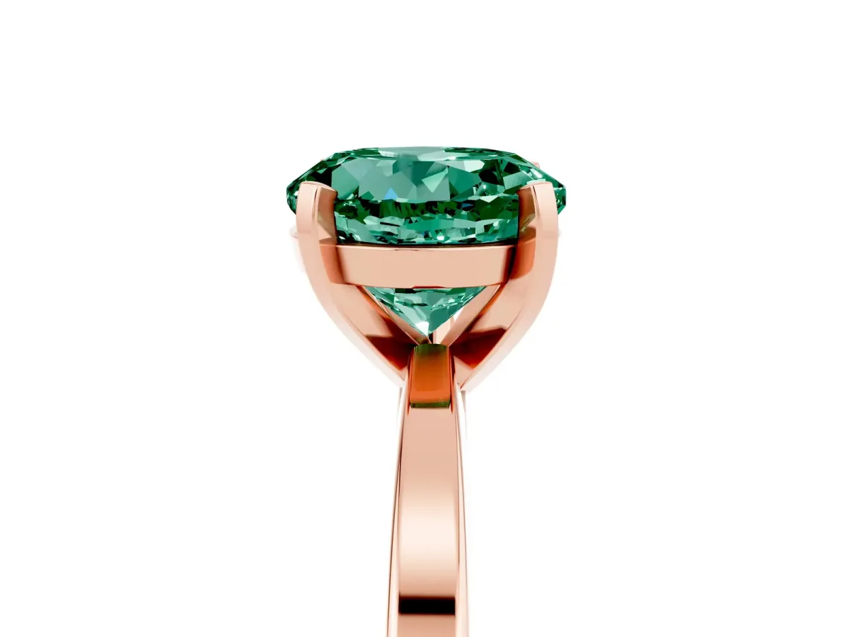Round Cut Green Sapphire Solitaire Engagement Ring with Classic Band and Four-Prong Setting Rose gold
