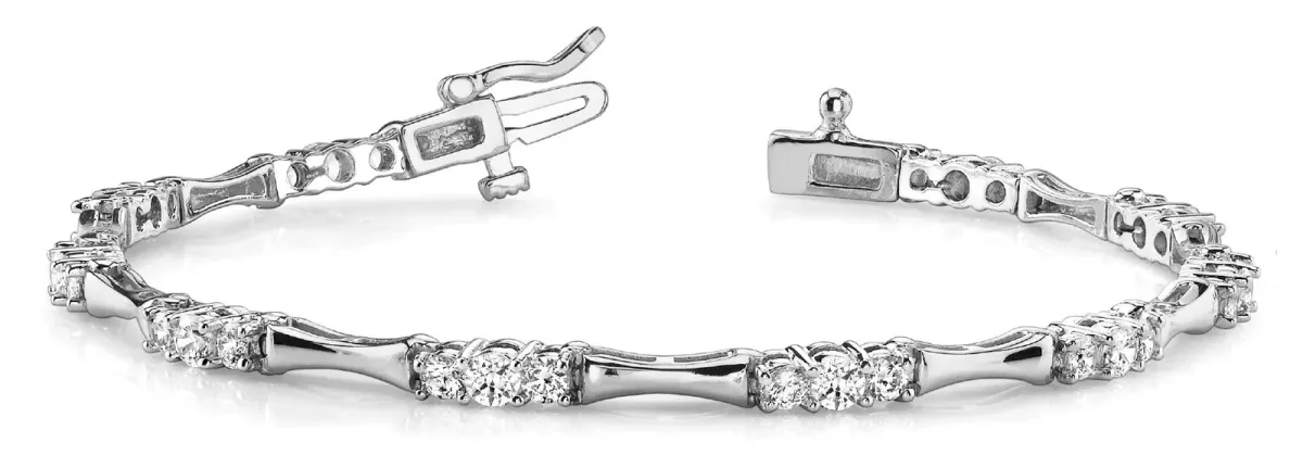 Round Diamond Tennis Bracelet with Channel-Set Stones and Four-Prong Setting White gold