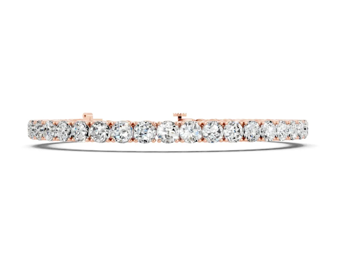 Round Brilliant Moissanite Tennis Bracelet with Prong Setting Rose gold