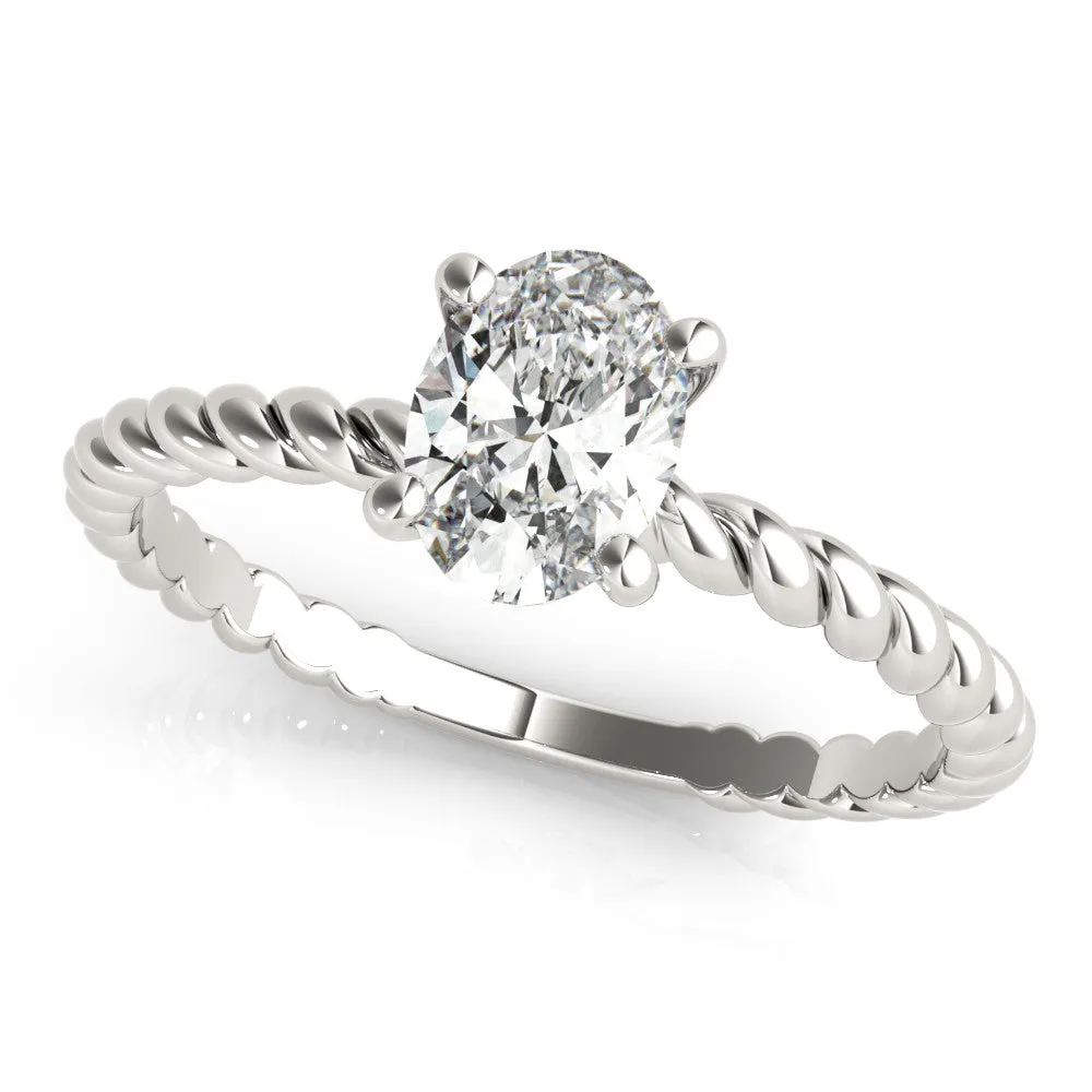 Radiant Cut Solitaire Twisted Band 4-Prong Ring Platinum