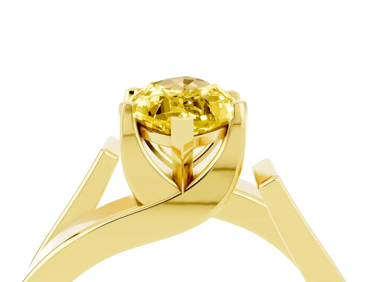Modern Tension Set Marquise Cut Yellow Sapphire Solitaire Wide Band Ring Yellow gold
