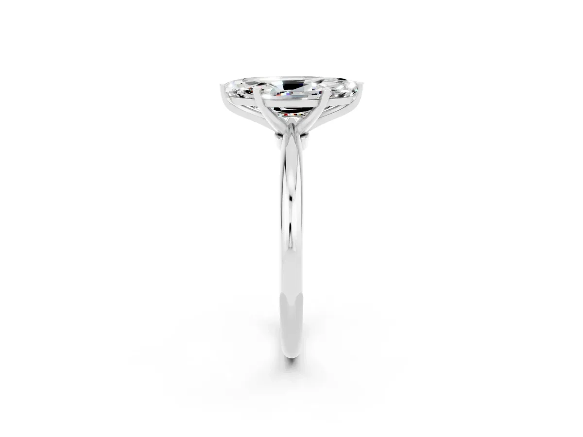 Marquise Cut Moissanite Solitaire Ring with Six-Prong Setting and Classic Band Silver