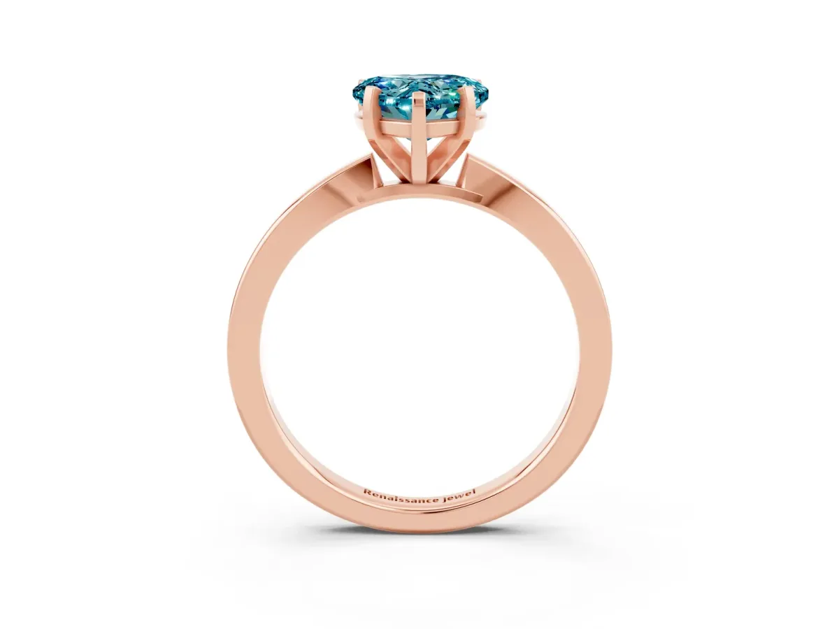 Heart Cut Blue Topaz Solitaire Engagement Ring with Classic Band and Four-Prong Setting Rose gold