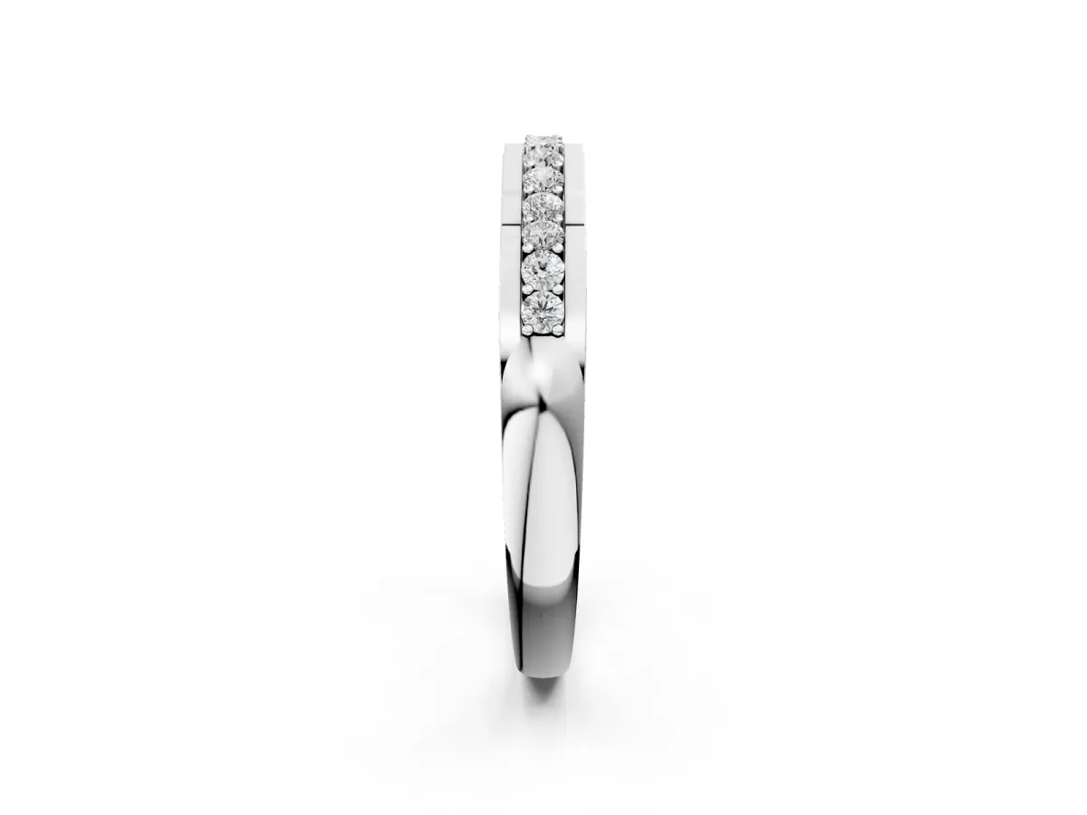 Round Cut Diamond Channel Set White Gold Band White gold