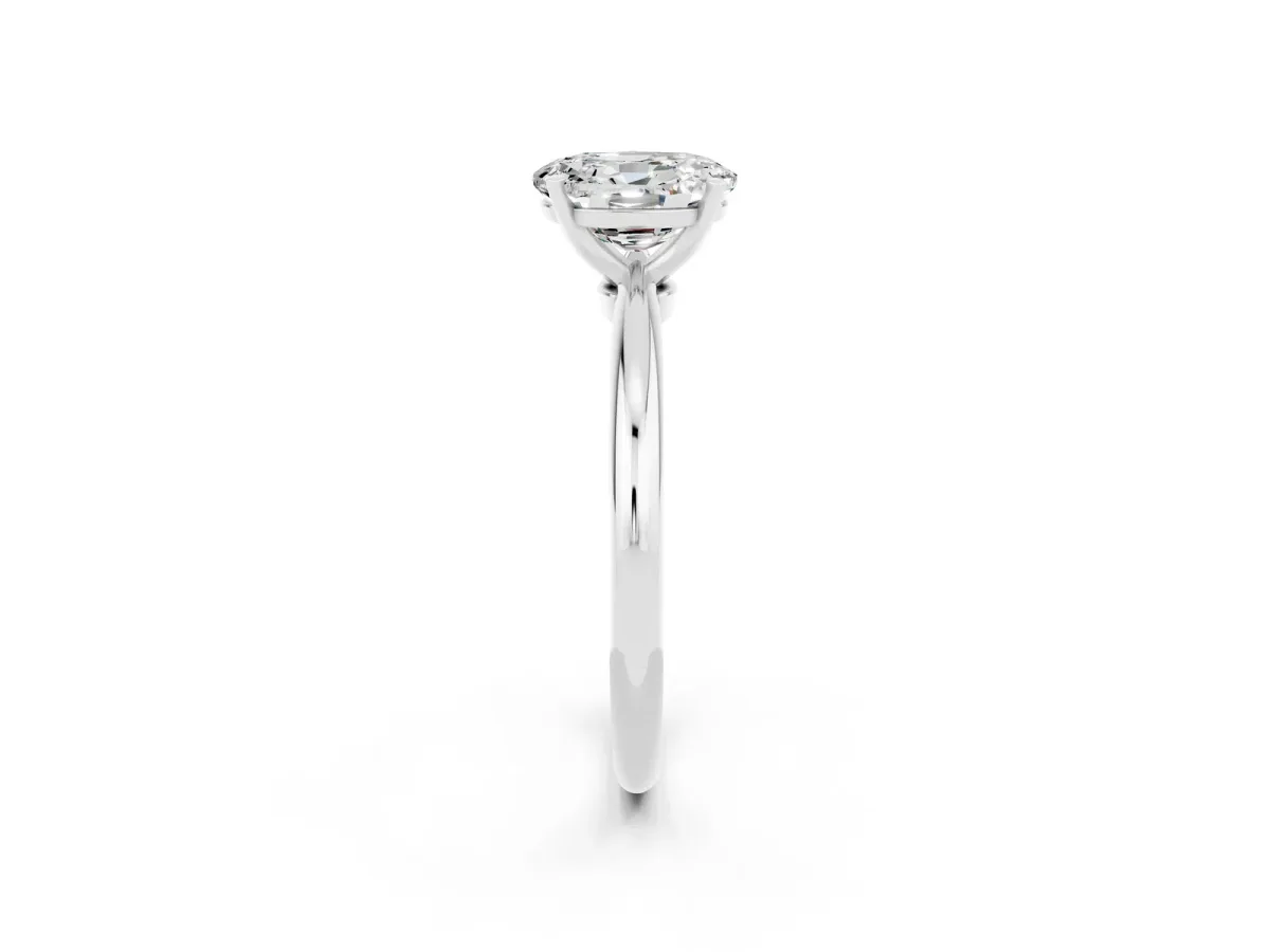 Oval Cut Moissanite Solitaire Ring with Six-Prong Setting and Classic Band Platinum