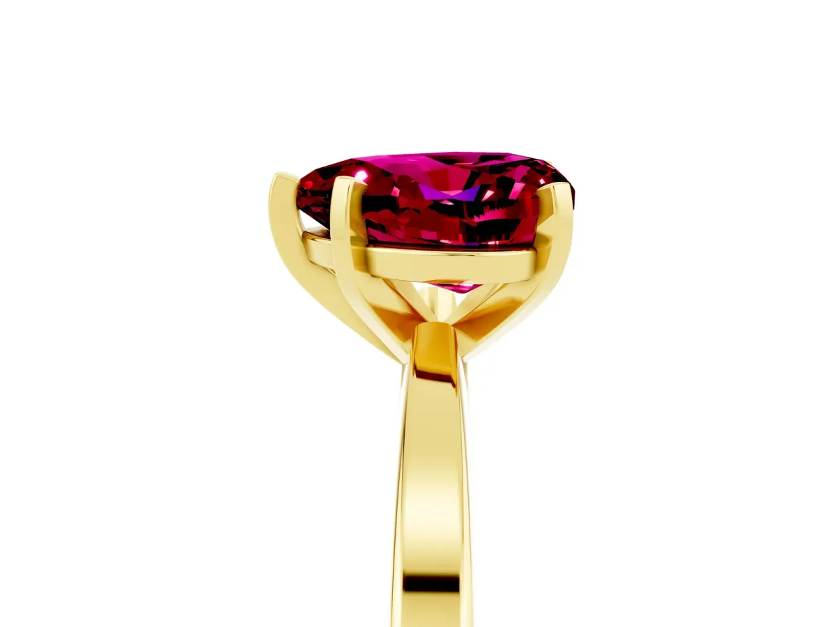 Heart Cut Garnet Solitaire Engagement Ring with Classic Band and Four-Prong Setting Yellow gold