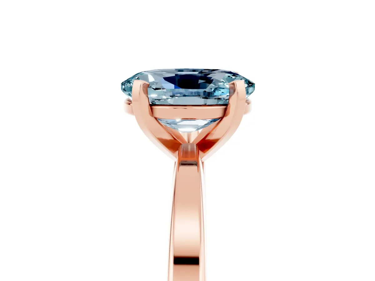 Oval Cut Aquamarine Solitaire Engagement Ring with Classic Band and Four-Prong Setting Rose gold