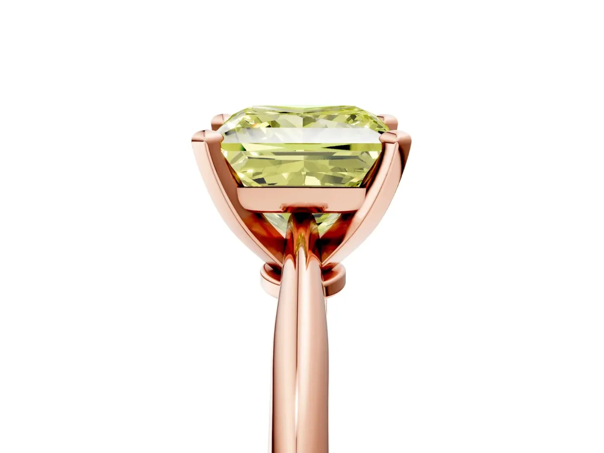 Fancy Yellow Princess Cut Diamond Solitaire Engagement Ring with Classic Band and Four-Prong Setting Rose gold