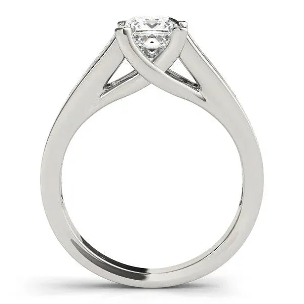 Marquise Cut Cut Channel Set Solitaire Ring with Four-Prong Setting Platinum