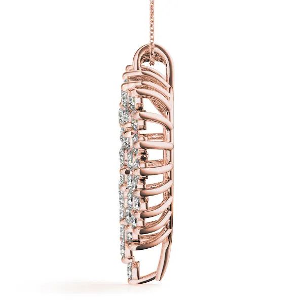 Diamond Cluster Heart Pendant with Round Brilliant Cut Stones and Prong Setting Rose gold