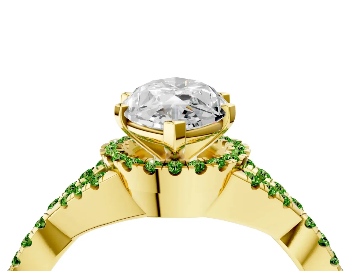 Marquise Cut Diamond Peridot Halo Twist Band Solitaire Prong Setting Ring Yellow gold