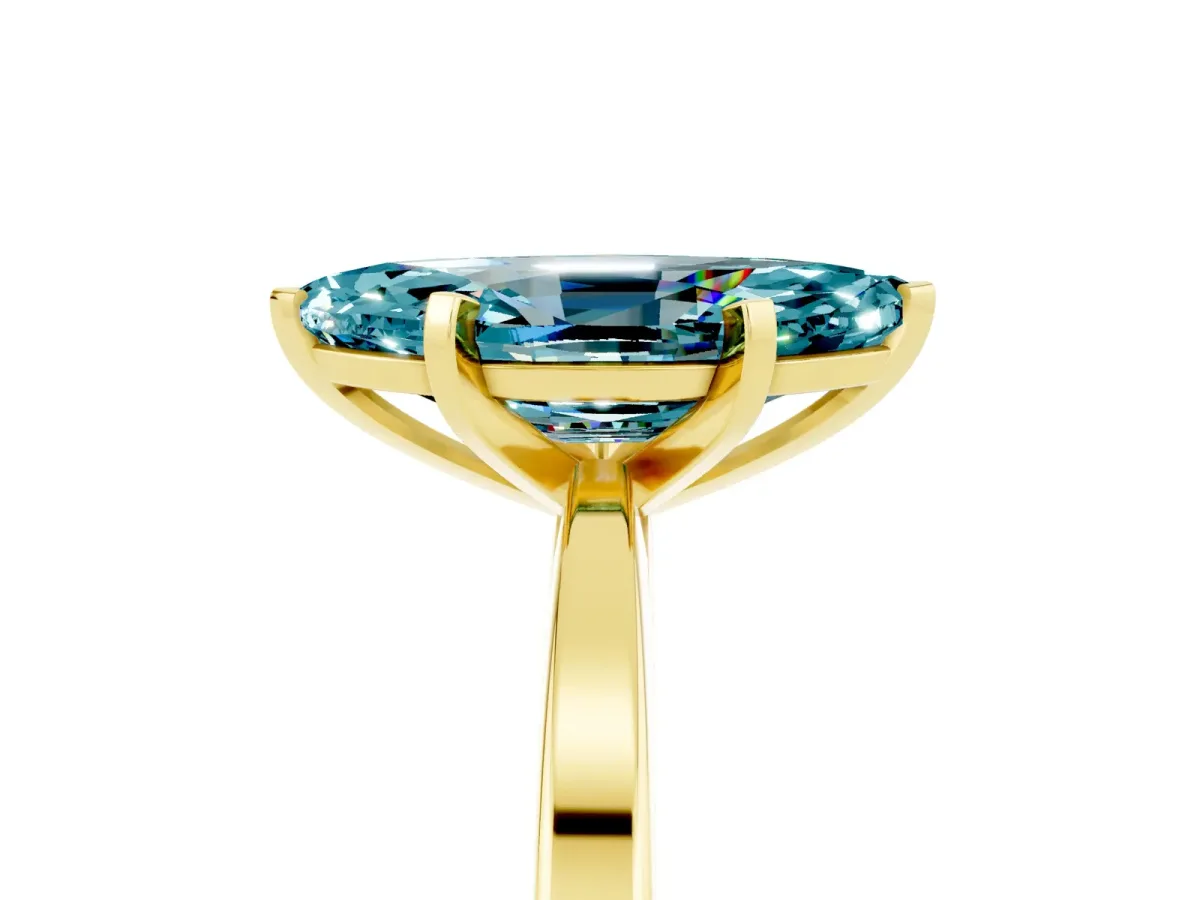 Marquise Cut Blue Topaz Solitaire Engagement Ring with Classic Band and Four-Prong Setting Yellow gold