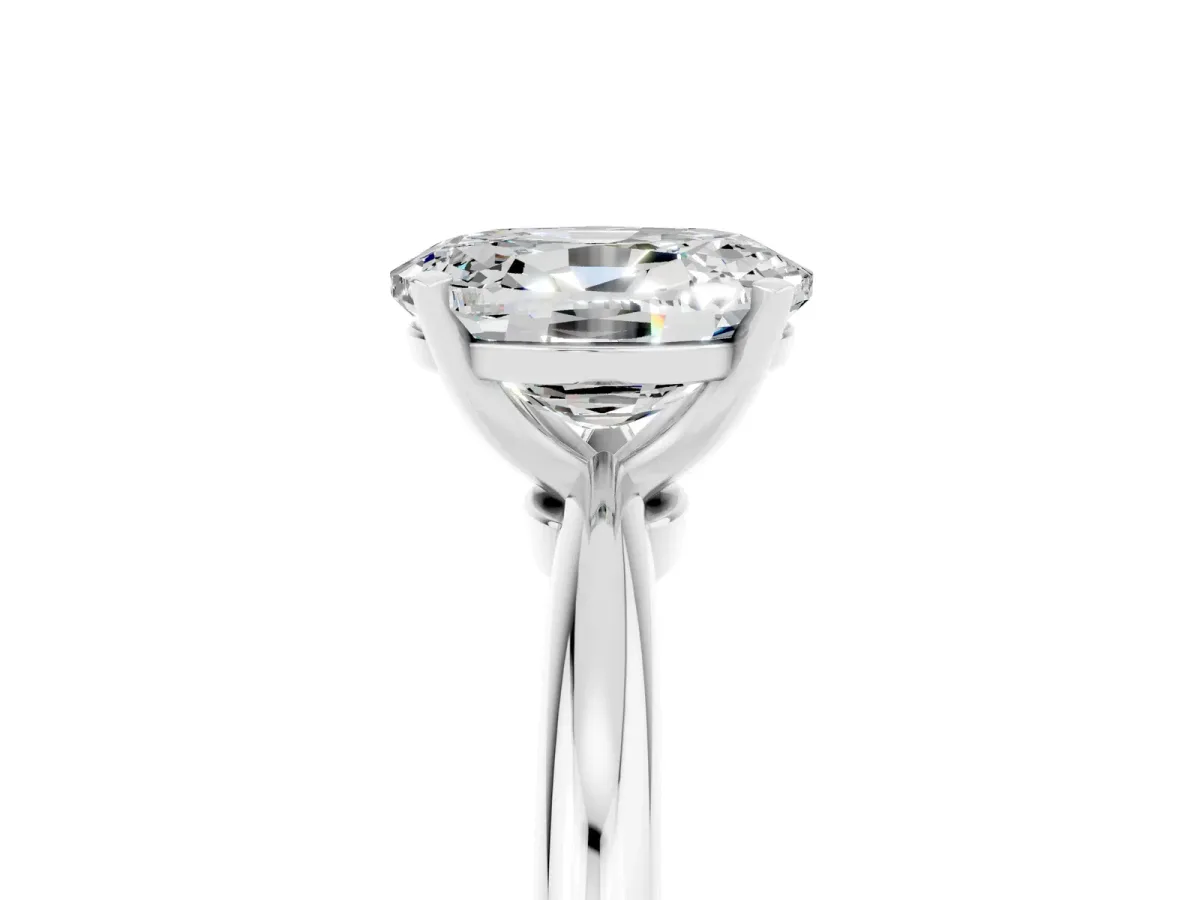 Oval Cut Moissanite Solitaire Ring with Six-Prong Setting and Classic Band Platinum