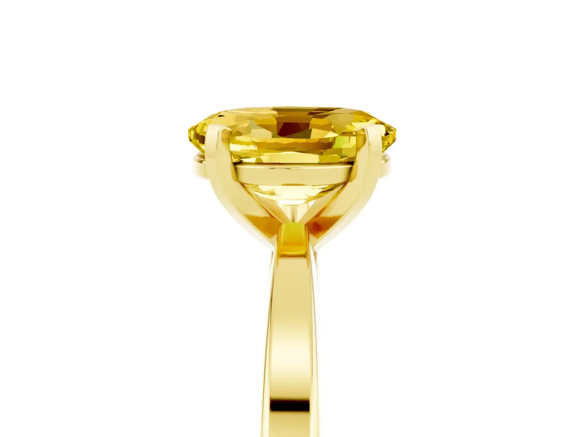 Oval Cut Yellow Sapphire Solitaire Engagement Ring with Classic Band and Four-Prong Setting Yellow gold