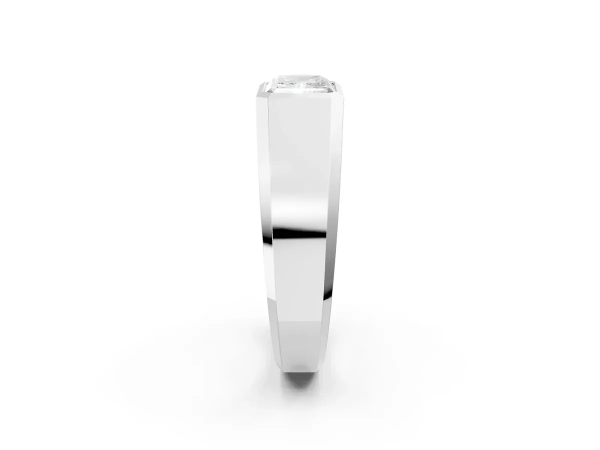 Radiant Diamond Wide Bezel Mens Ring Platinum