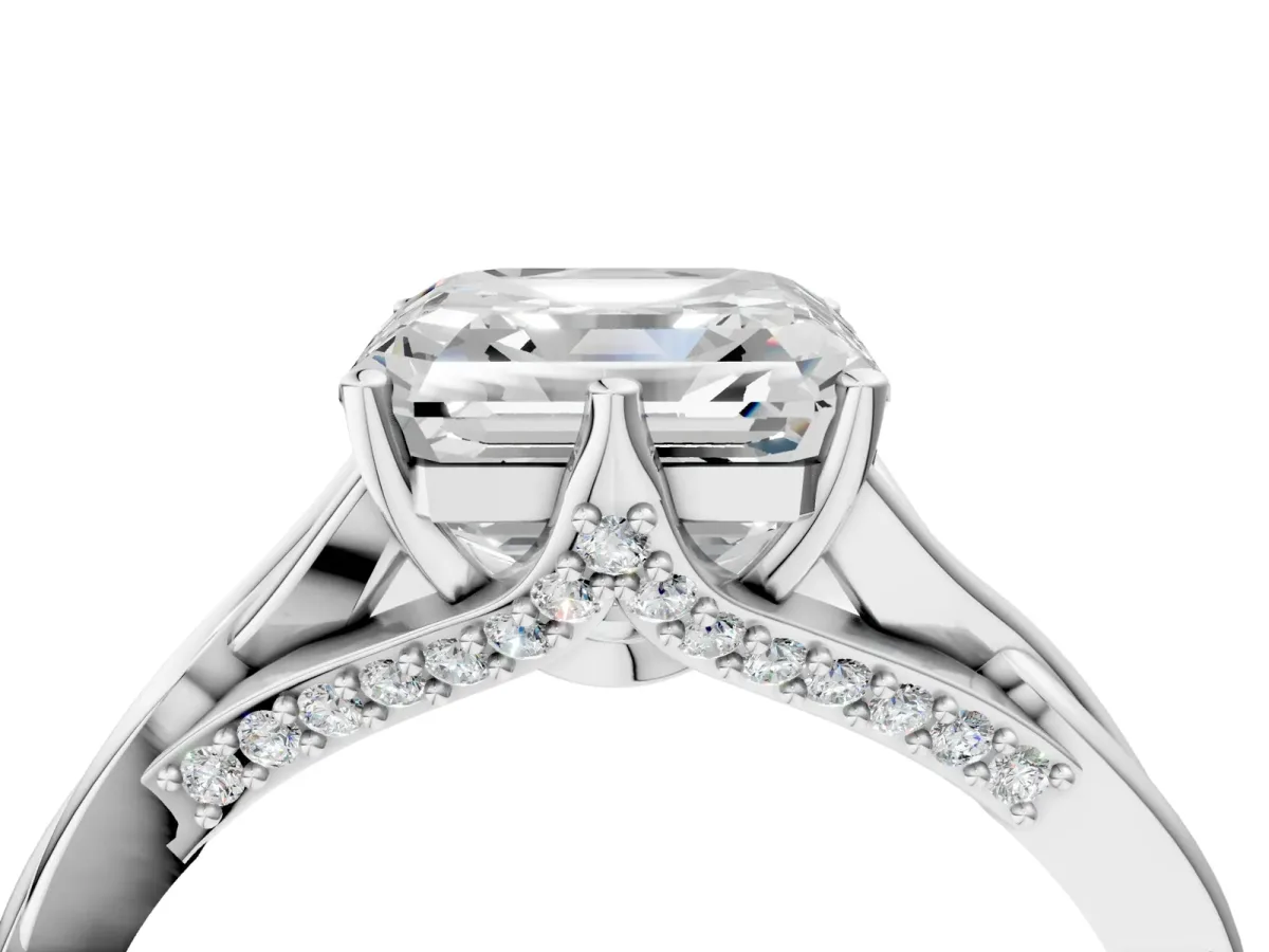 Asscher Cut Solitaire Twist Band Six-Prong Setting Platinum
