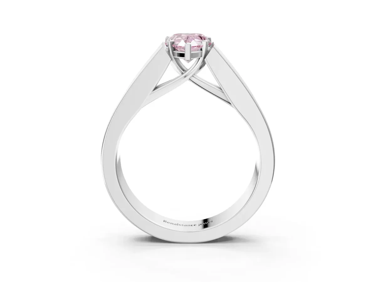 Fancy Pink Pear Cut Cut Channel Set Solitaire Ring with Four-Prong Setting Platinum