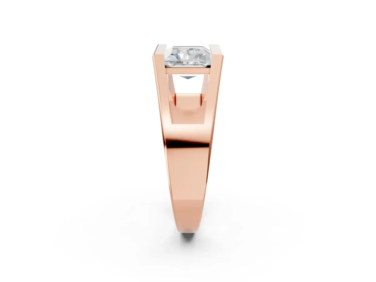 Baguette Diamond Geometric Solitaire Ring Rose gold