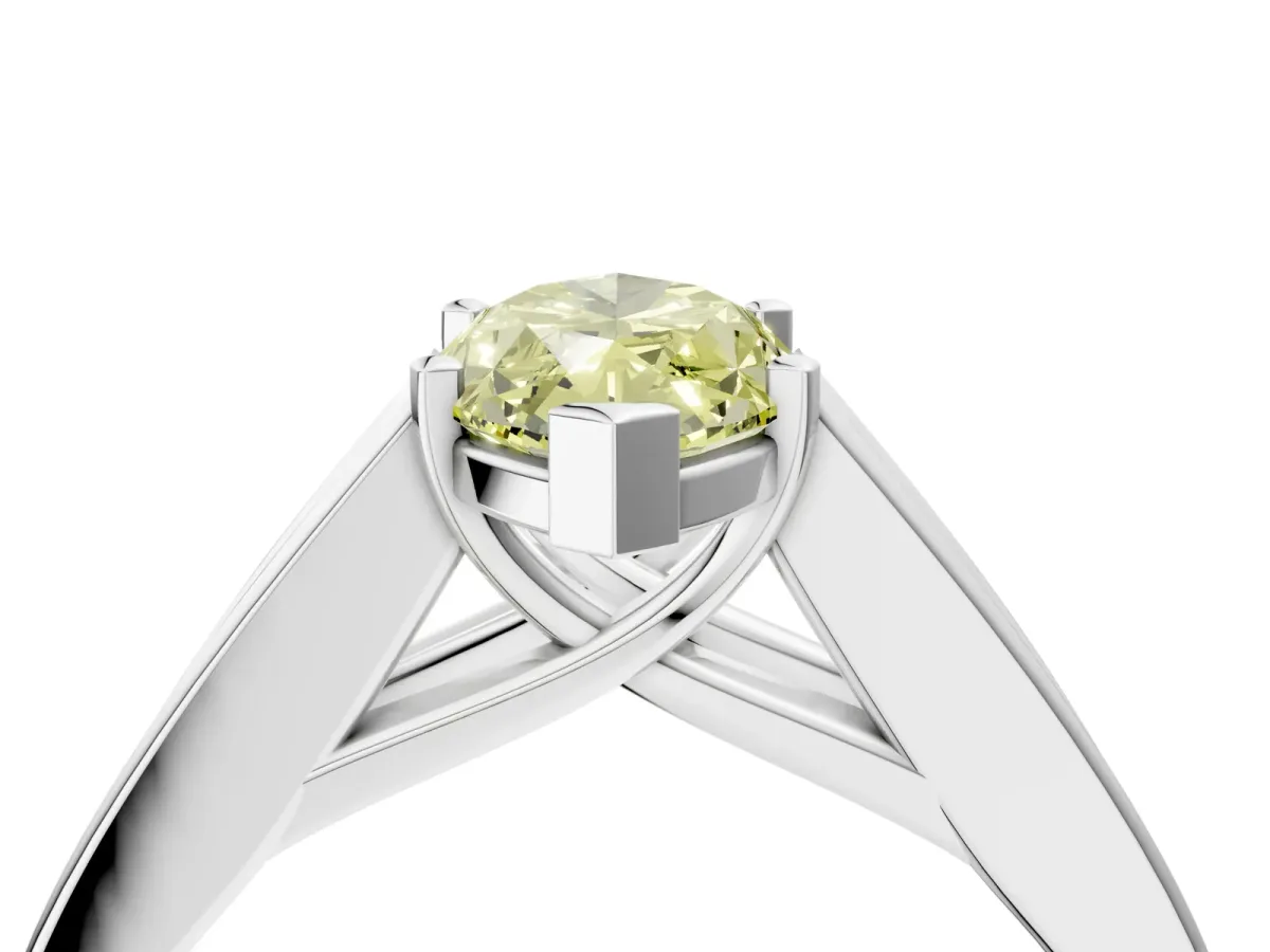 Fancy Yellow Marquise Cut Cut Channel Set Solitaire Ring with Four-Prong Setting Silver