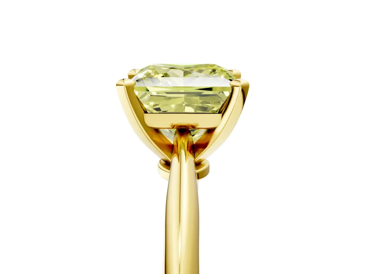Fancy Yellow Princess Cut Diamond Solitaire Engagement Ring with Classic Band and Four-Prong Setting Yellow gold